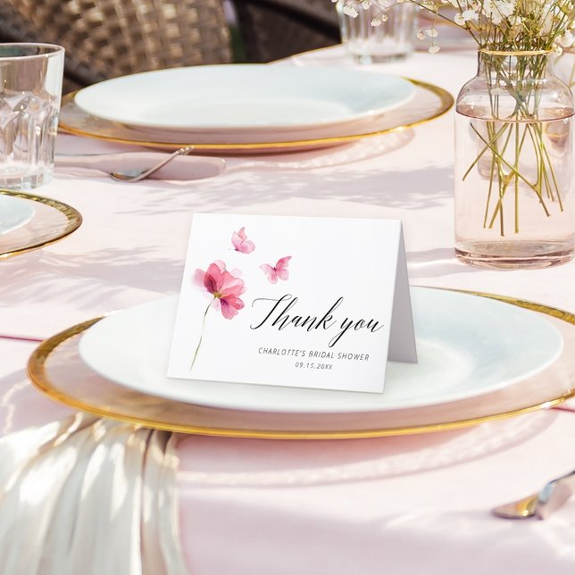 Floral Pink Bridal Shower Thank You Card (Creator Uploaded)