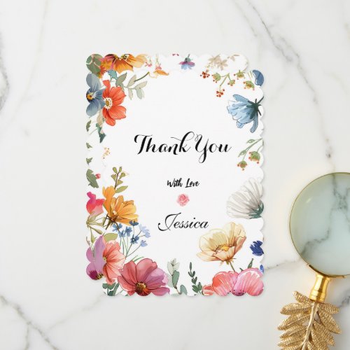 Floral Pink Bridal Shower Thank You Card