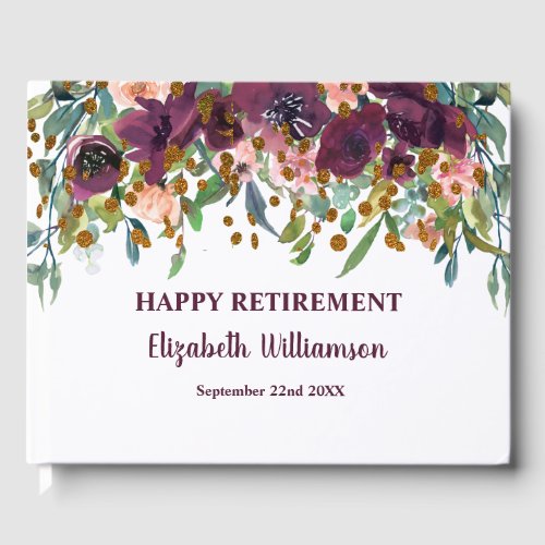 Floral Pink , Burgundy  And Glitter Retirement
