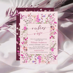 Floral Pink Butterfly Bridal Shower  Invitation