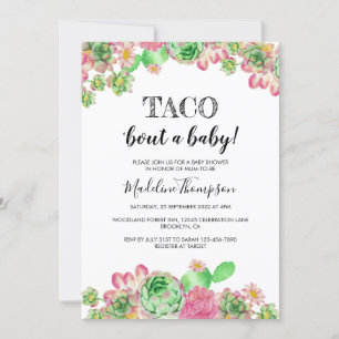 Floral Pink Cactus Taco 'bout A Baby Shower Invitation