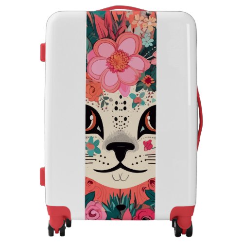 Floral Pink Cat Travel in Style with Feline Charm Luggage