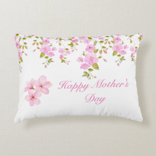 Floral Pink Cherry Blossom Custom Accent Pillow