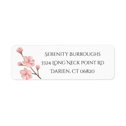 Floral Pink Cherry Blossom Flowers Wedding Party Label