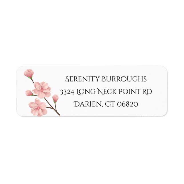 Floral Pink Cherry Blossom Flowers Wedding Party Label (Front)