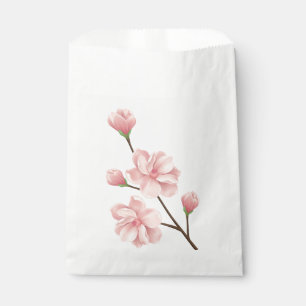 Floral Pink Cherry Blossom Wedding Party Favor Bag