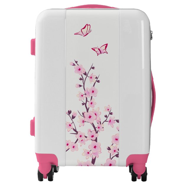 pink floral luggage