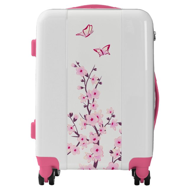 Floral Pink Cherry Blossoms Butterflies Luggage (Front)