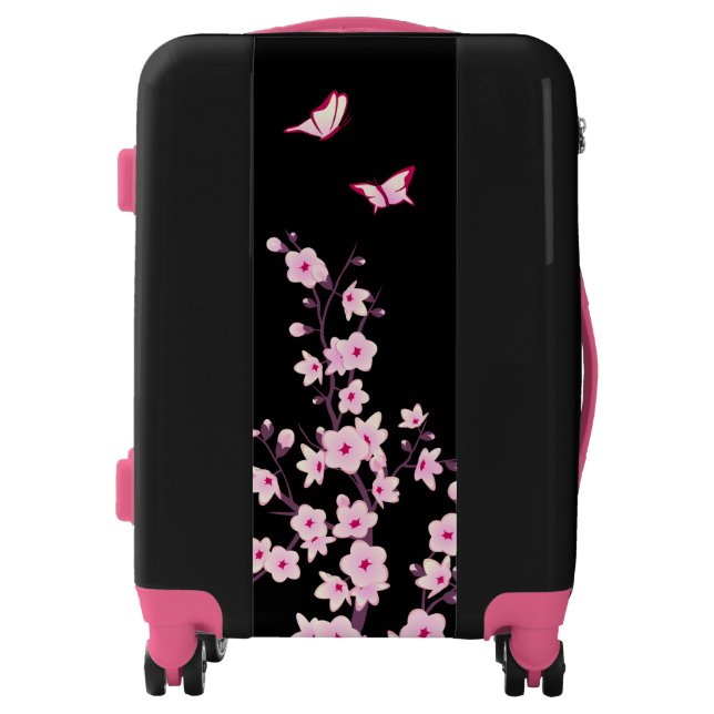 Floral Pink Cherry Blossoms Butterflies Luggage (Front)