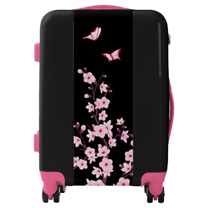 pink floral luggage