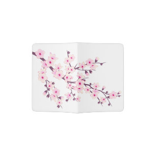 Floral Pink Cherry Blossoms Pink White Passport Holder