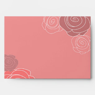 Floral Pink Coral Bridal Invitation Envelopes