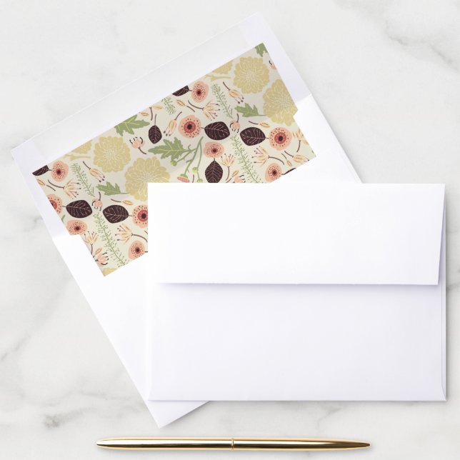 Floral Pink Cream Patterned Flowers Envelope Liner (Desk)