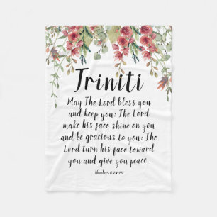 Floral Pink Custom Baby Name Prayer Fleece Blanket