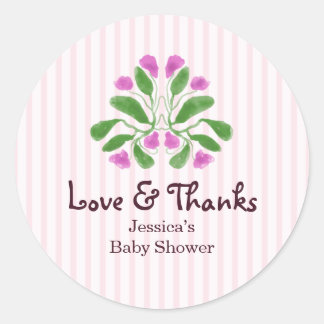 Floral Pink Cute Baby Shower Classic Round Sticker