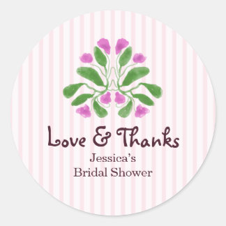 Floral Pink Cute Bridal Shower Classic Round Sticker