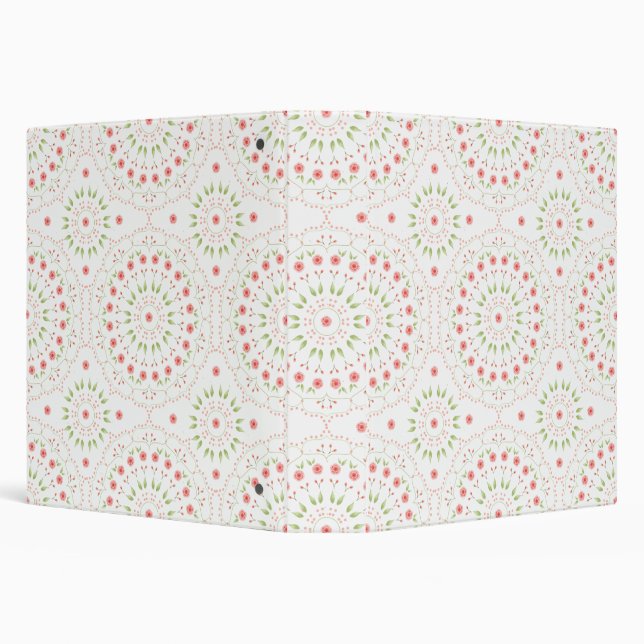 Floral Pink Cute Chic Minimalist Mandala Pattern  3 Ring Binder (Background)