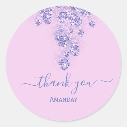 Floral  Pink Dusty Glitter Bridal Name  Sweet16th Classic Round Sticker
