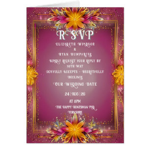 Floral Pink Elegance Wedding Collection Cards
