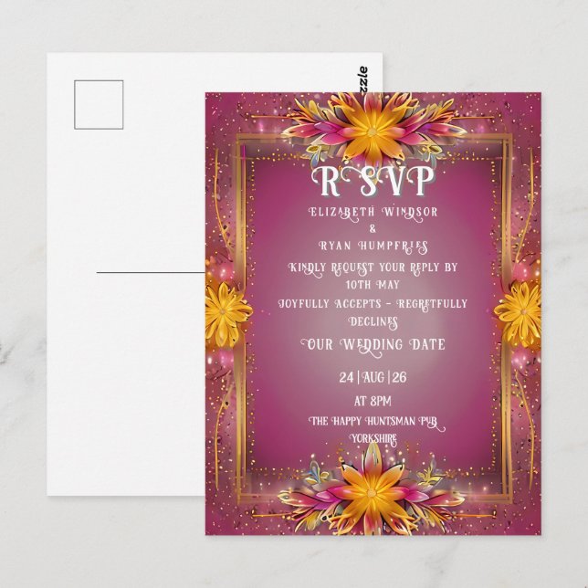 Floral Pink Elegance Wedding Collection Postcard (Front/Back)