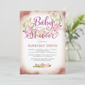 Floral Pink Elegant - Girl Baby Shower Invitation (Standing Front)