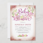 Floral Pink Elegant - Girl Baby Shower Invitation (Front)