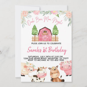 Floral Pink Farm Watercolor Invitation