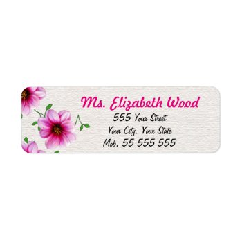 Floral Pink Flower Pink Name On White Structure Label by KreaturFlora at Zazzle