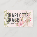 Floral Pink Flowers With Bunny Rabbit Personalized Business Card at Zazzle