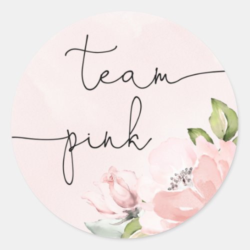  Floral pink gender reveal team girl team pink Classic Round Sticker