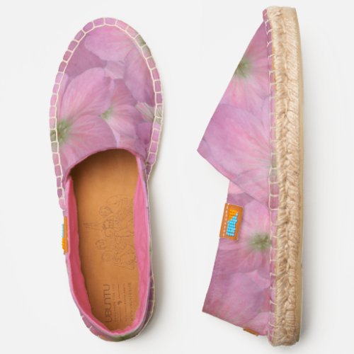 Floral Pink Geranium Flowers Photo Espadrilles