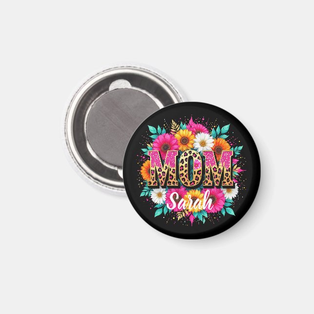 floral pink glitter mom  magnet (Front/Back)
