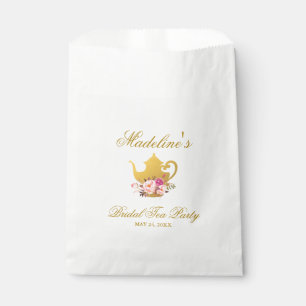 Floral Pink Gold Bridal Shower Tea Party Favor Bag