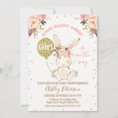 Floral Pink Gold Bunny Baby Shower invitation (Front)