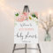 Floral pink gold girl baby shower welcome sign