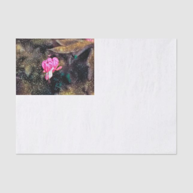 Floral Pink Gold Glitter Texture Bleeding Hearts Tissue Paper (Front)
