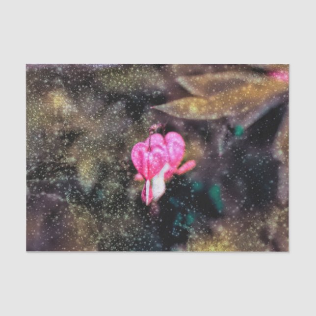 Floral Pink Gold Glitter Texture Bleeding Hearts Tissue Paper (Front)