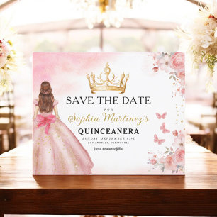 Floral Pink Gold Princess Birthday Quinceanera