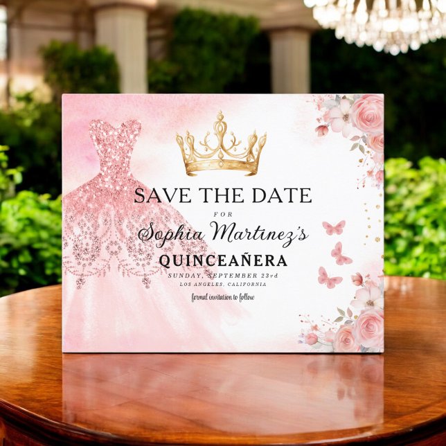 Floral Pink Gold Princess Birthday Quinceanera (Creator Uploaded)