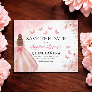 Floral Pink Gold Princess Birthday Quinceanera
