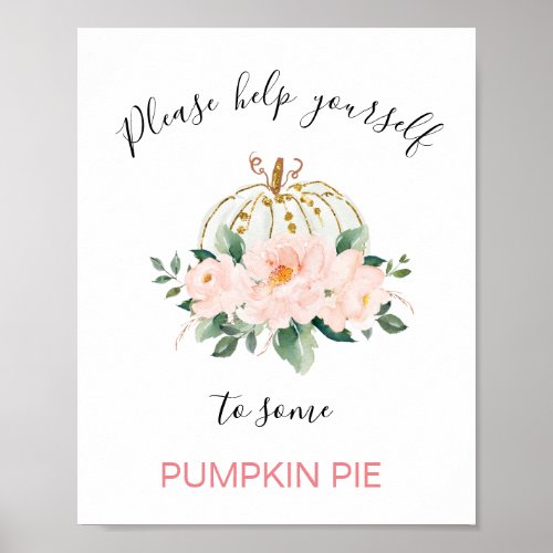 Floral Pink Gold Pumpkin Birthday Party Sign