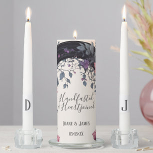 Floral Pink Gothic Garden Gate Pagan Handfasting Unity Candle Set