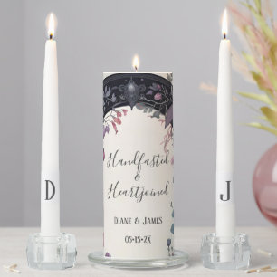 Floral Pink Gothic Garden Gate Pagan Handfasting Unity Candle Set