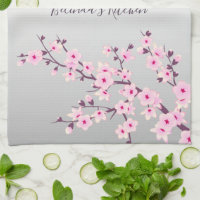 Floral Cherry Blossoms Pink White Wash Cloth, Zazzle