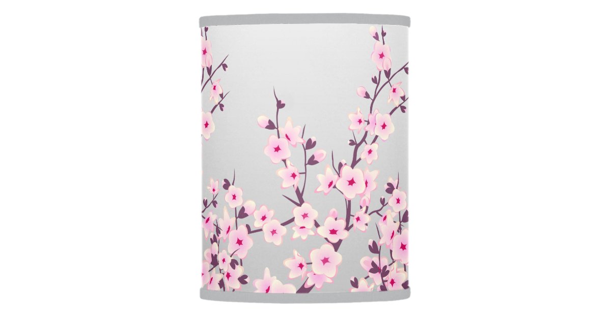 Fl Pink Gray Cherry Blossoms Table Lamp Zazzle Pink Gray Cherry Blossoms Table Lamp