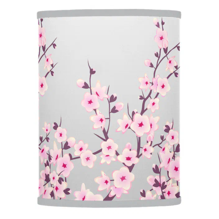 Fl Pink Gray Cherry Blossoms Table, Table Lamp Cherry Blossom Shade