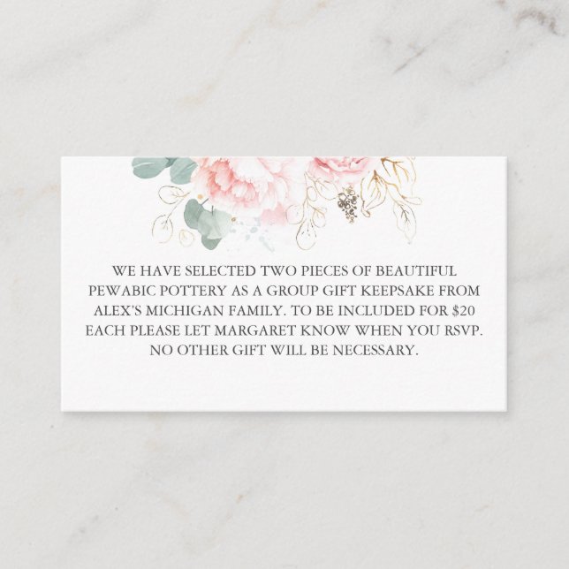 Floral Pink Group Gift Enclosure Card (Front)