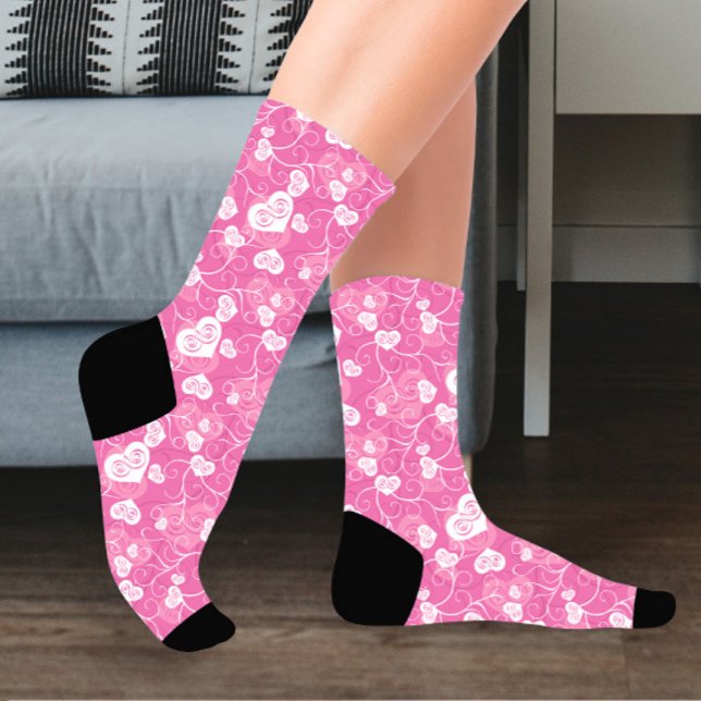 Floral Pink Heart Socks (Creator Uploaded)