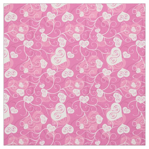 Floral Pink Heart Valentines Pattern Fabric