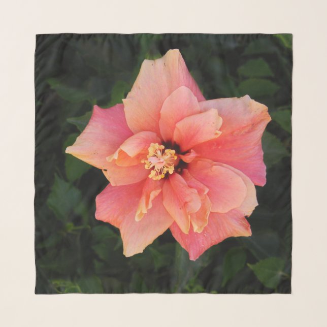 Floral Pink Hibiscus Flower Scarf (Front)